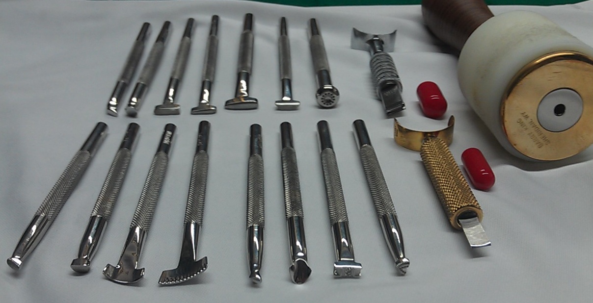 15 Barry King Tools, Swivel Knife, Beader Blade, And 16 Oz Maul Old